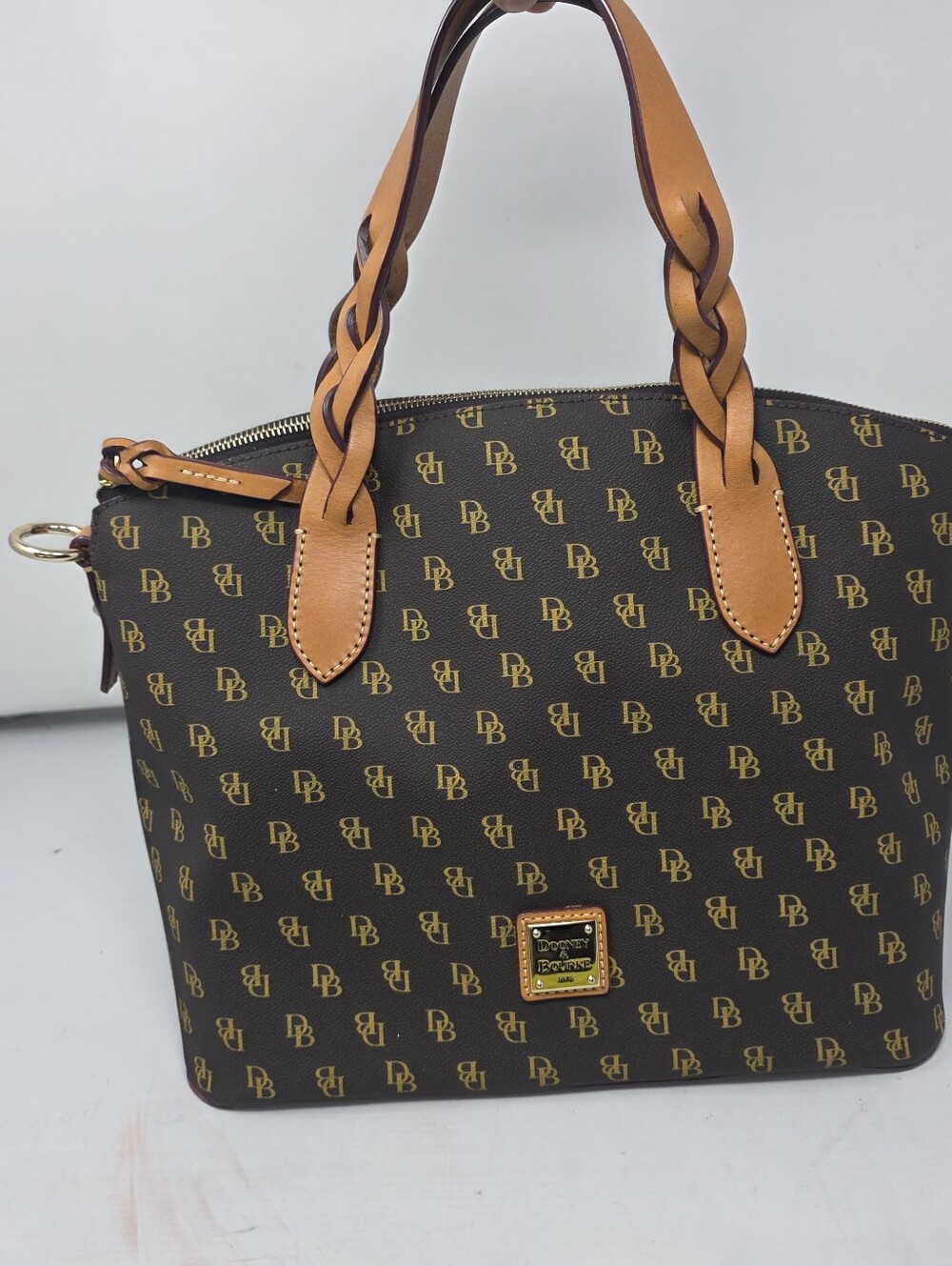 Dooney Bourke Dark Brown T’Moro Gretta Celeste Satchel DB Logo Monogram Bag
